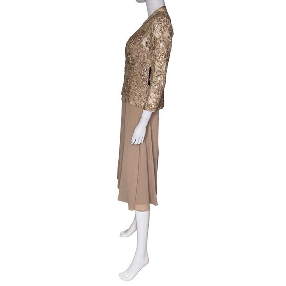 Jessica Howard Women's Soutache Jacket & Jewel-Neck Midi Dress Toffee Sz 6 - Picture 4 of 13